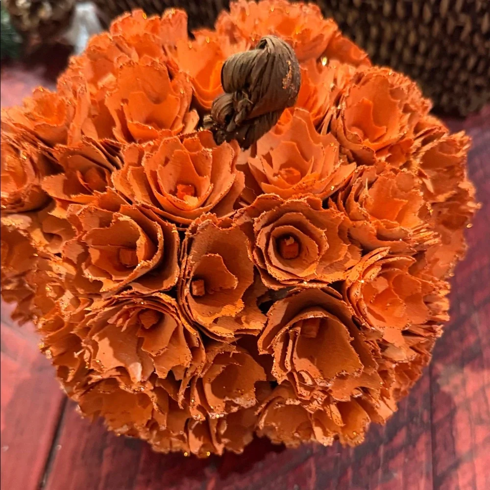 Orange Floral Pumpkin Home Accent